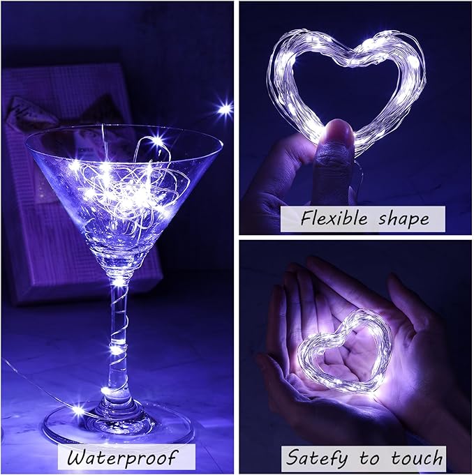 Macarrie 12 Pcs USB String Lights 33 ft 100 LED Fairy Lights Powered String for Christmas Indoor Outdoor Wedding Party Tree Home Festival Garden Decoration (Cool White)