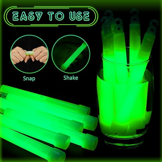 Sotiff 96 Pcs Bright 6 Inch Large Glow Sticks Bulk Emergency Glow in The Dark Sticks with 12 Hour Duration for Camping Hiking Outdoor Parties Activities Survival Storms Blackouts (Green)