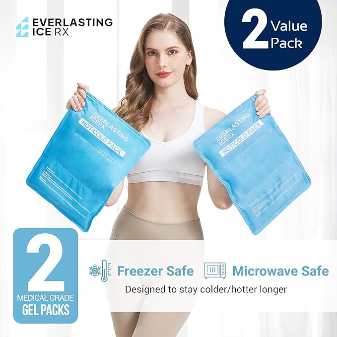 Reusable Ice Pack for Injuries | 11" x 14.5" - 2 Pack XL | Hot & Cold Pack | Large Ice Pack for Back Pain Relief, Soft Ice Packs Reusable, Flexible When Frozen