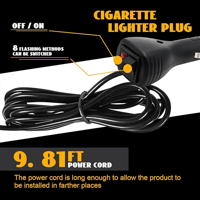 1PCS 96-LED Emergency Lights for Vehicles, 7" Magnetic Rooftop Beacon Light, Rotating Beacon Light, Mini Strobe Warning Forklift Lights, Flashing Lights for Vehicles Trucks Tow(Amber-White)