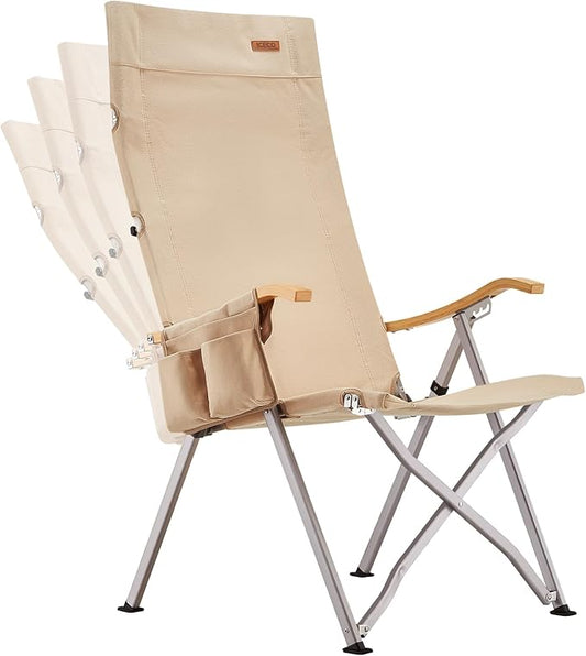 ICECO Adjustable Camping Chairs for Adults, Foldable High Back Camping Chair, Portable Folding Chairs for Outside, Reclining Outdoor Chair with Storage Bag, 400LBS, 10 Years Warranty