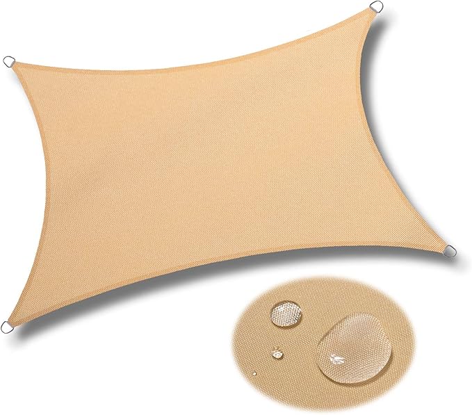 LOVE STORY Waterproof 6'5''x10' Rectangle Sand Sun Shade Sail Cannoy UV Resistant for Outdoor Patio Garden Backyard (We Make Custom Size)