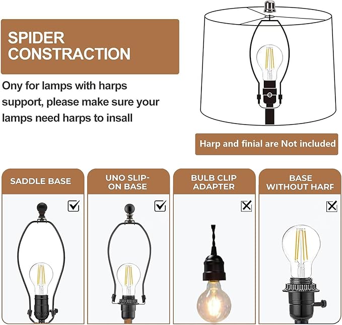 Lamp shades Set of 2, Fabric Deers Lampshades for Table Lamps, Floor Lamps, 11.6" Top x 12.6" Bottom x 9.8" High (Spider) Hand Crafted Replacement Lampshades,Lamp Shade Harp Holder Not Included