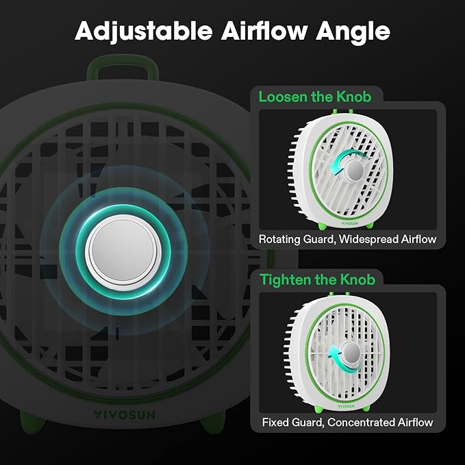VIVOSUN AeroWave D4, 4” Grow Tent Clip Fan with Detachable Hook, 3-Speed Strong & Quiet Airflow, Adjustable Airflow Angle for Hydroponics, Circulation & Cooling, White, 2-Pack