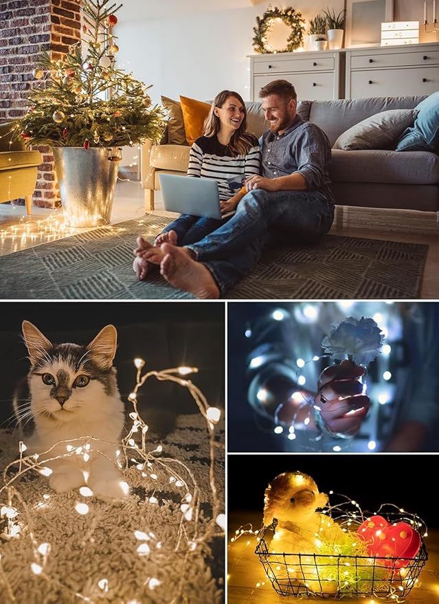 Minetom Color Changing Fairy String Lights - 33 ft 100 LED USB Silver Wire Lights with Remote and Timer, Starry Fairy Light for Bedroom Party Indoor Christmas Decoration, 16 Colors, Adapter Included