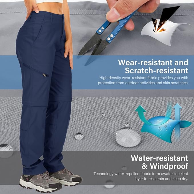 Women's Hiking Pants Convertible Zip Off Lightweight Quick Dry Outdoor Travel Camping Safari fising Pants