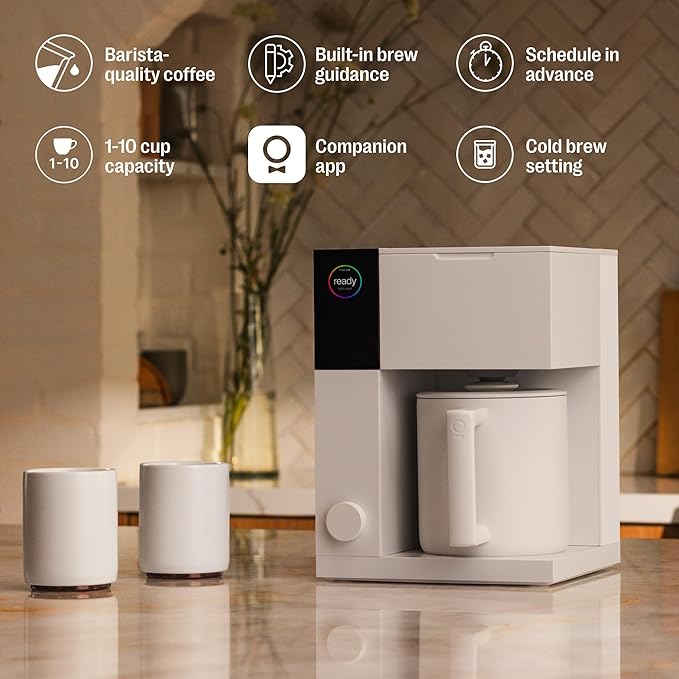 Fellow Aiden Precision Drip Coffee Maker, Thermal Carafe, Perfect Temperature Control, Bloom Cycle, Single Serve to 10 Cup Capacity, Matte White