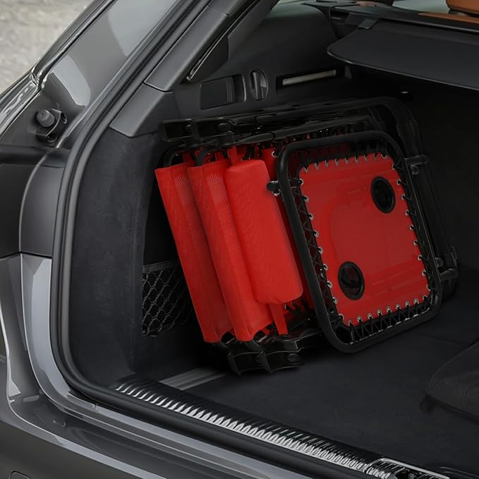 MoNiBloom Recliner Patio Lounge Chairs Set of 3, Adjustable Outdoor Beach Chairs w/Folding Table, Pillow and Cup Holder Tray, 330lbs Capacity, Red