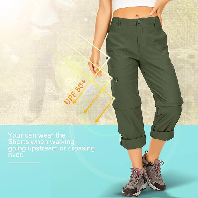 Women's Hiking Pants Convertible Zip Off Lightweight Quick Dry Outdoor Travel Camping Safari fising Pants