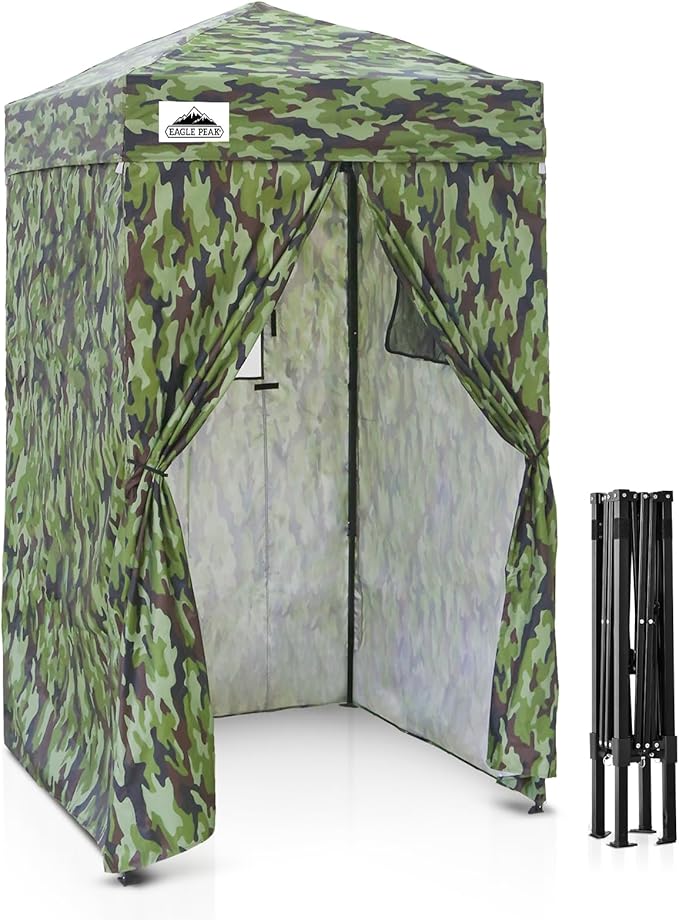 EAGLE PEAK Flex Ultra Compact 4x4 Pop-up Canopy, Sun Shelter, Changing Room, Portable Privacy Canopy Cabana for Pool, Fashion Photoshoots, or Camping, Camo