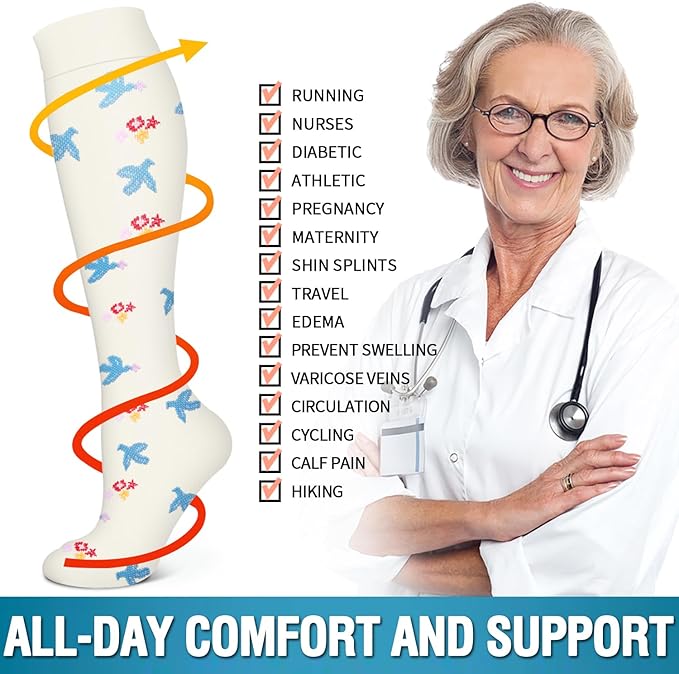 6 Pack Copper Compression Socks for Women and Men Circulation-Best Support for Medical, Running,Nursing,Athletic