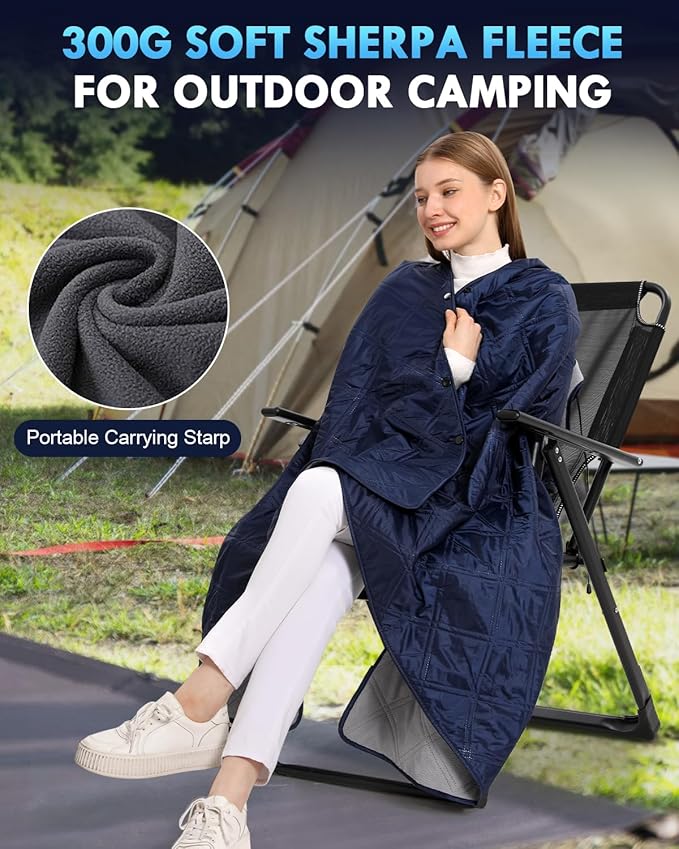 Outdoor Camping Blanket, Fleece Waterproof Stadium Blanket with Protable Bag, Lightweight for Cold Weather, Sports, Pet, Beach, Picnic, Stadium, Travel, Car, 79 * 54inch