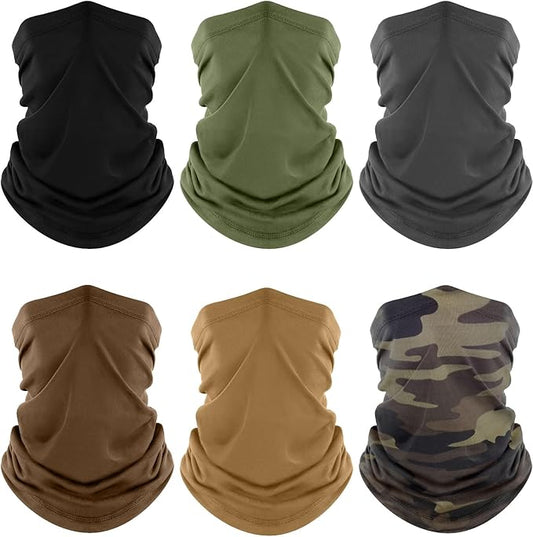 Fuinloth Neck Gaiter, 6 Pack Cooling UV Protection Bandana Buff Face Mask Gator Scarf for Men Women