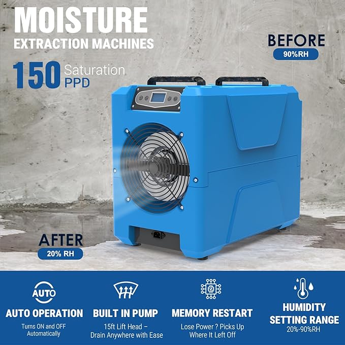 MOUNTO Water Damage Restoration Combo Package Deals (10* AM30LO Air Mover, 2*AF500 Air Scrubber, 2*DH80 LGR Dehumidifier)
