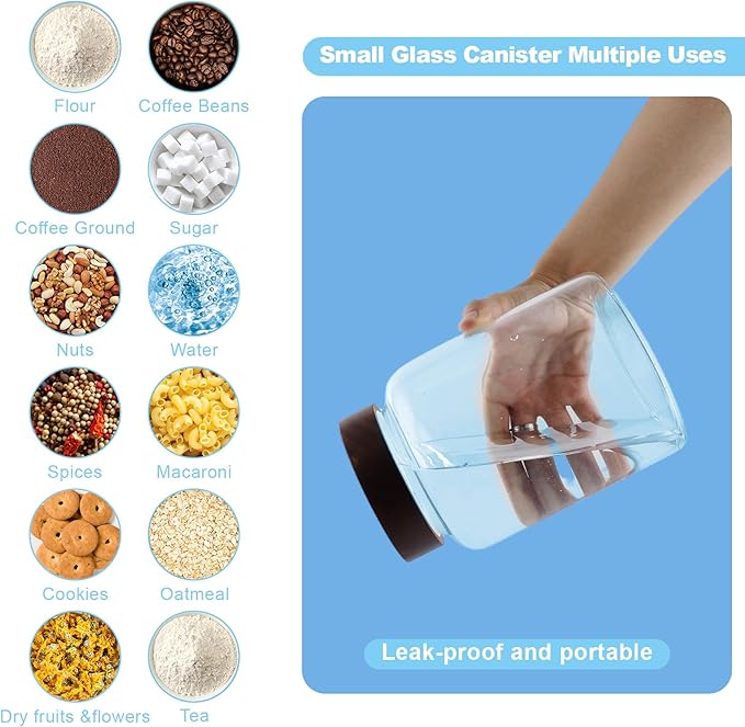 Glass Coffee Jars Spice Jar Round Storage Canister with Wooden Lid Clear Glass Food Jar for Pantry Sugar Tea Coffee Bean Spice Nuts Cookies Bath Salts (1800ml/60oz-2PACK（with spoon))