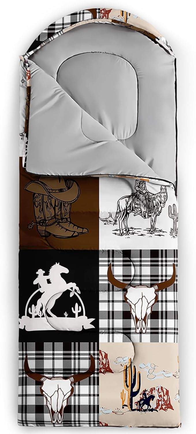 Sleeping Bags for Adults and Kids，3D Printing Camping Sleeping Bag for Girls Boys Lightweight Waterproof Cold/Warm 3-Season，Outdoor Travel with Compression Bags