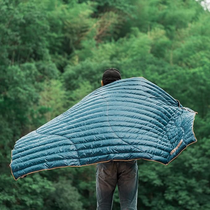 ZOOOBELIVES Ultralight Down Camping Blanket - 1.35lbs, 650 Fill Power Puffy Quilt. Compact & Warm Comforter for Travel, Beach, Hammock, Backpacking - Elevate Your Outdoor Comfort - AlpliveR300