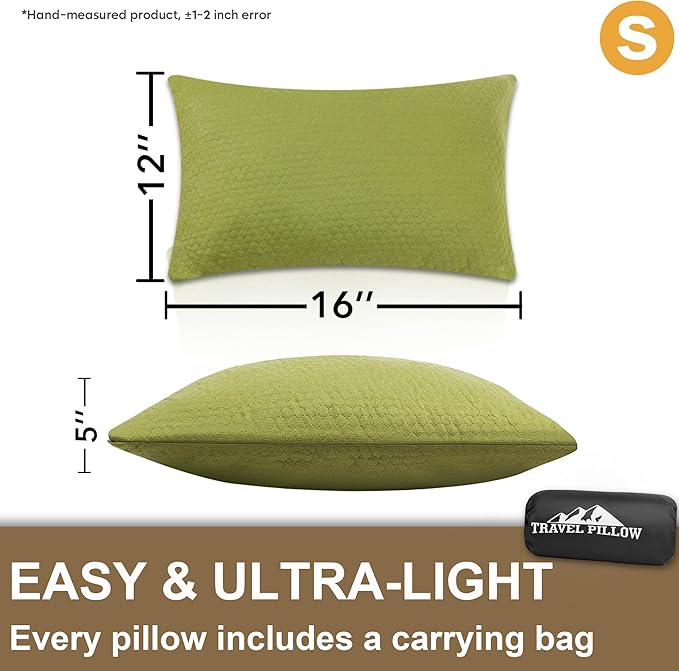 Travel Pillow Backpacking Pillow, Compressible Memory Foam Pillow Breathable Cover for Travel Airplane Hiking and Car