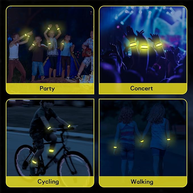 6 PCS LED Reflective Gear, LED Wristbands, LED Light Up Wristbands for Walking, Running, Jogging, Concerts, Sports, Camping, Sporting Events, Party, Rave Accessories