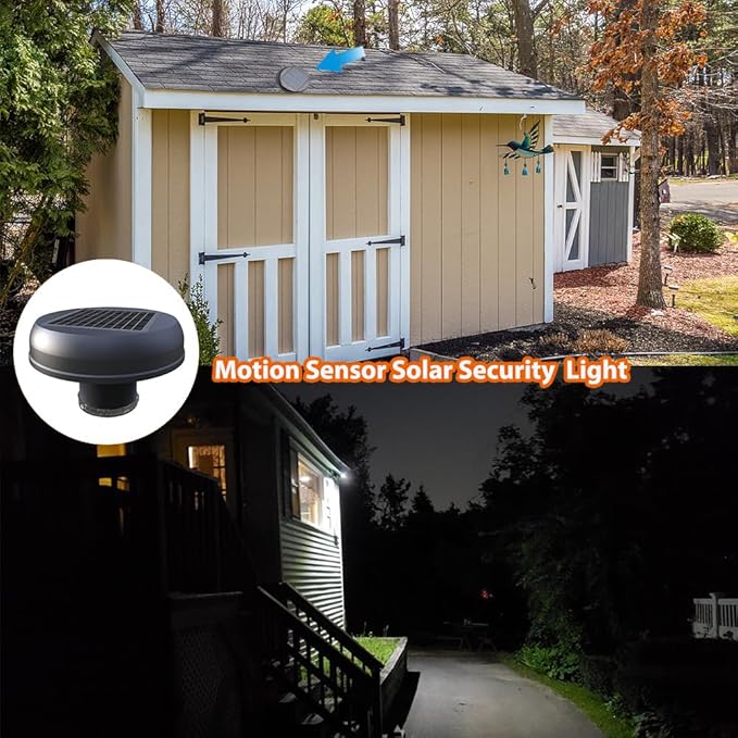 Solar Motion Sensor Lights for Outdoor Portable Toilet, Waterproof Roof Mounted Solar Light for Chicken Coop, Dog House, Storage Shed,Portable Restroom,Camping Accessories