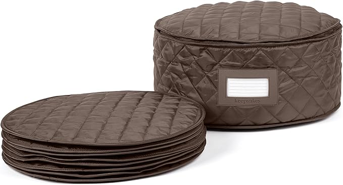 Covermates Keepsakes - Dish Storage - Padded Protection - ID Window - Stain Resistant - Machine Washable - China Storage, Bronze