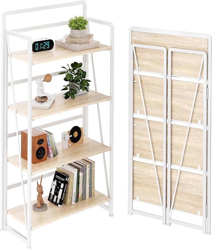 BHG No Assembly Folding Bookshelf for Living Room,Collapsible Book Shelf for Home Office, Portable Bookcase Storage Organizer Rack Shelves