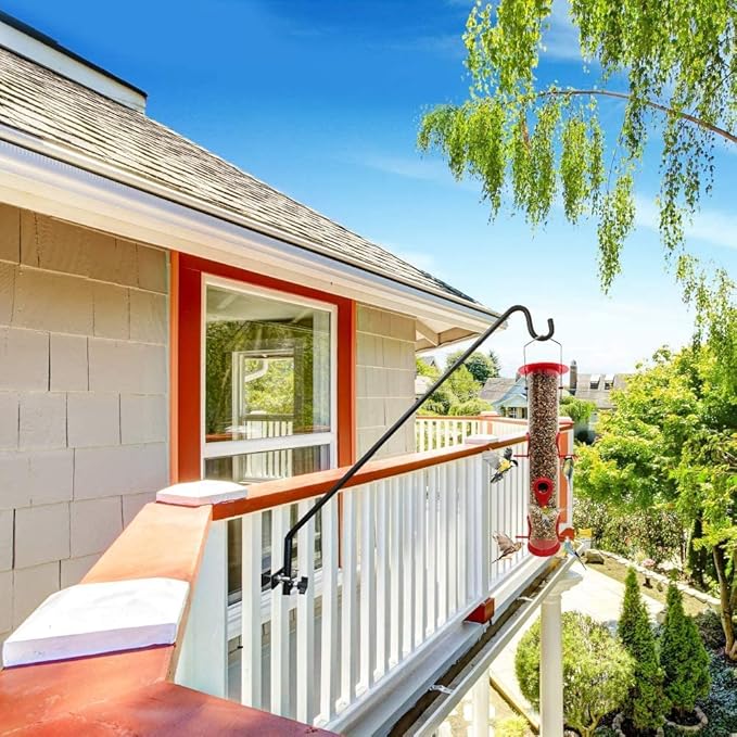 MIXXIDEA Extended Fence Deck Hook Rail Heavy Duty Bird Feeder Hook, Adjustable Plant Bracket for Bird Feeders, Planters, Suet Baskets, Lanterns, Wind Chimes and More