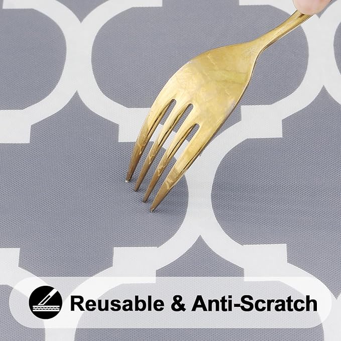 Smiry Rectangle Picnic Table Cover, Waterproof Elastic Fitted Camping Tablecloths for 5 Foot Tables, Wipeable Flannel Backed Vinyl Tablecloth Protector for Indoor, Outdoor (Grey, 36x60 Inches)