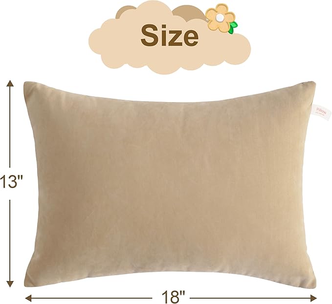 BEDSUM 2 Pack Microfiber Pillows, 13"x18" for Travel, Pets - Soft, Machine Washable Small Pillow for Neck, Wrist, and Knee Comfort, Taupe