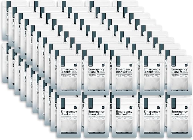 Altland 100 Pack of Emergency Blankets - Bulk Heat Reflective Blankets for Winter Survival Kits, Disaster Preparedness, Cold Weather Camping, and Homeless Care Packages