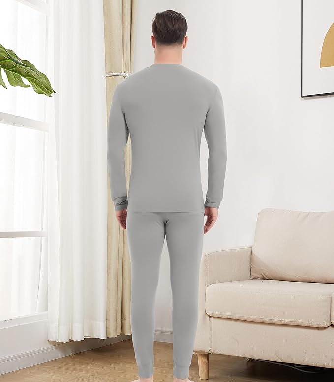 NACHILA Men's Thermal Underwear Set-Viscose Made from Bamboo, Soft Long Sleeve Base Layers Top and Bottom Warm Long Johns Set