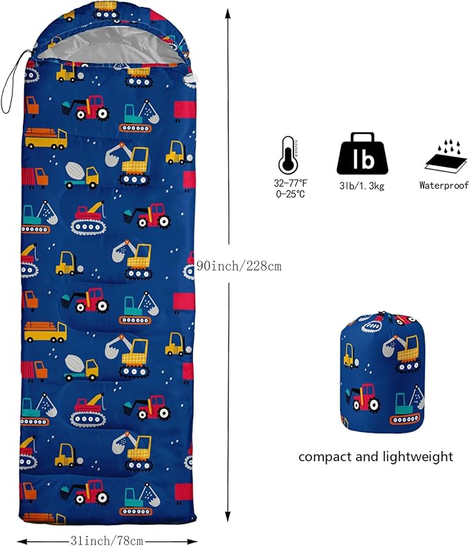 AILONEN Outer Space Astronaut Camping Sleeping Bags,Lightweight & Waterproof,3 Season Warm & Cool Weather,Cartoon Sleeping Bags for Kids,Boys Girls Travelling,Outdoors