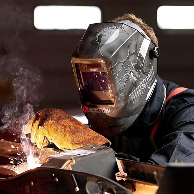 Jackson Safety Premium Graphic Welding Hood with Digital ADF - Ultra Lightweight Auto Darkening Welding Helmet - ANSI Z87.1 (Multiple Styles)