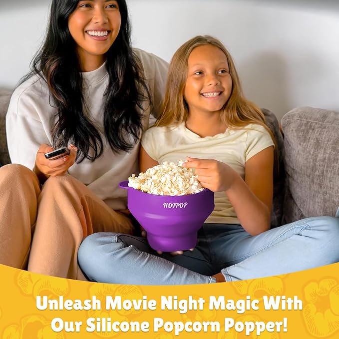 POPCO The Original HotPop Silicone Popcorn Maker - Microwave Popcorn Popper - Collapsible Bowl, Heat-Resistant, Easy to Clean, Ideal for Family Movie Nights, 15-Cup Capacity - Aqua