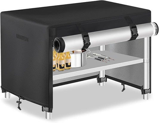 Outdoor Prep Table Cover With Split Zipper - Waterproof Stainless Steel Metal Dining Cover - Grill Cart Protection - 48"L x 24"W x 35"H