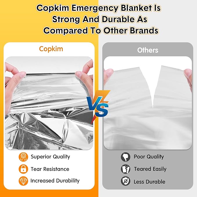 100 Pack Emergency Foil Thermal Blanket Bulk 83 x 55'' Waterproof Space First Aid Survival Blanket for Outdoors, Camping, Hiking, Homeless, First Aid, 50 Pc Silver 50 Pc Gold Silver