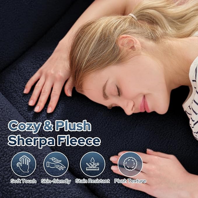 HABUTWAY Inflatable Bean Bag Chairs for Adult Blow up Chair Portable Inflatable Bean Bag Couch w/Electric Air Pump,Handle & Side Pocket for Movie Night Reading Gaming Living Room - Navy Blue