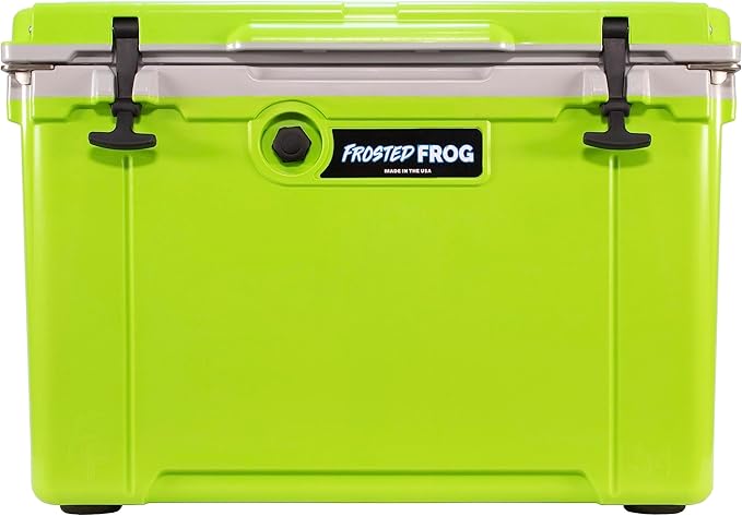 Made in USA Frosted Frog Hyper-Light 54 Quart Hard Cooler Insulated Portable Ice Chest Box for Beach, Beverages, Camping, Fishing, Boat, Barbecue, 30% Lighter Than Rotomolded Coolers