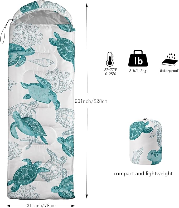 QOOMO Camping Sleeping Bags,3 Season Warm & Cool Weather,Lightweight,Waterproof Sleeping Bags for Adults & Kids,Traveling,and Outdoors,Camping Gear Equipment