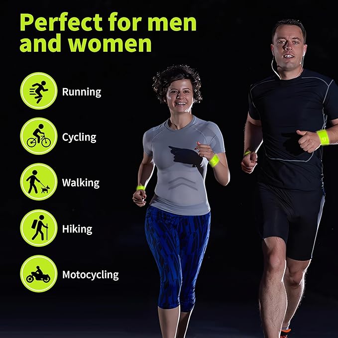 20 Pcs Reflective Bands Snap Bracelets - Enhance Safety for Children, School Bags, Keys, Prams, Hiking, Joggers, and Cyclists