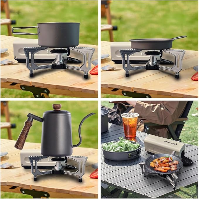 Portable Cassette Stove With Delicate Storage Bag, Foldable Camp Stove Compact Camping Stove, 2200W Folding Butane Gas Burner (White)