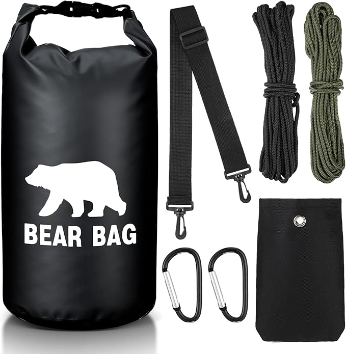 1 Set Bear Food Bag for Camping Ultralight Food Hanging System Includes Waterproof Bear Bag, Nylon Ropes, Hooks for Camping Backpacking