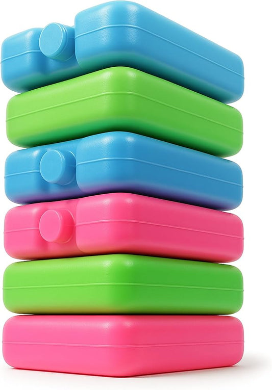 Kona Small Lunch Ice Packs Set of 6 - TSA Airline Compliant, Slim Reusable Freezer Packs, Approved Ice Replacement & Fits Most Anywhere, 3 X 3 Inches