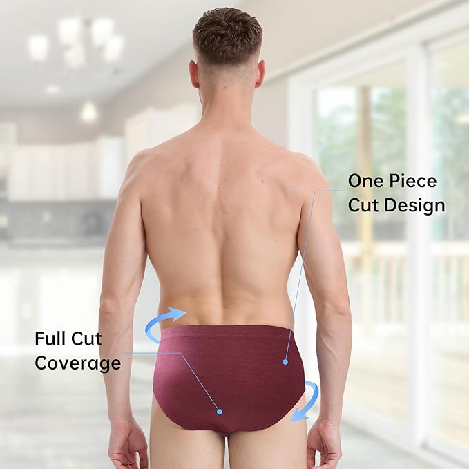 BAMBOO COOL Men's Underwear Briefs Fabric Covered Waistband Underwear Breathable Briefs with 3D Pouch Tagless Panties for Men