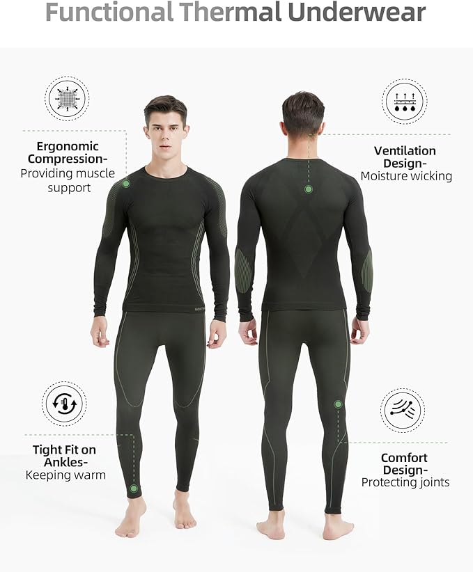 NOOYME Thermal Underwear Long Johns for Men - Long Underwear Base Layer for Cold Weather