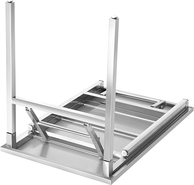 Small Stainless Steel Folding Table, Portable Camp Picnic Party Dining Table No Assembly Sturdy Small Folding Desk (36" x 24")…