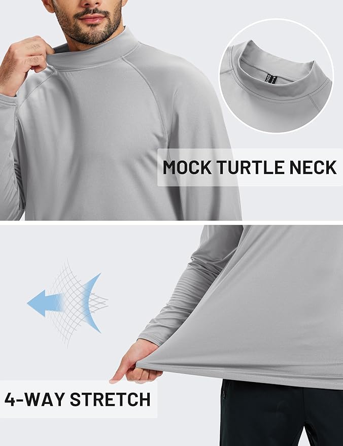 TACVASEN Mens Thermal Fleece Shirt Mock Turtle Neck Base Layer Long Sleeve Athletic Warm Undershirt Winter Running Tops