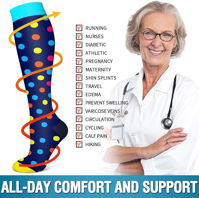 6 Pack Copper Compression Socks for Women and Men Circulation-Best Support for Medical, Running,Nursing,Athletic