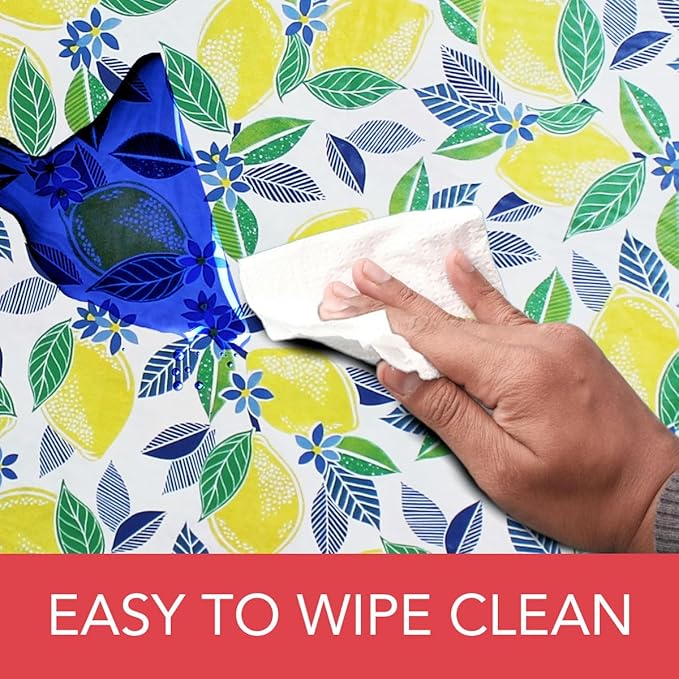 LAMINET Elastic Fitted Table Cover - Contemporary Lemon - Small Round - Fits Tables up to 44 Diameter