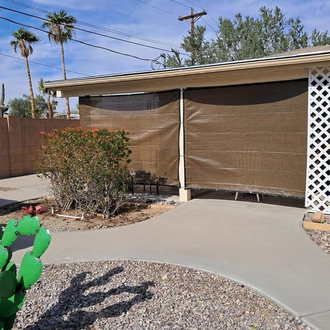 90% Sun Shade Cloth for Patio, 8x15 Ft Breathable Sunshade Fabric for Garden, UV Resisant & Privacy Protection Shade Screen for Pergola, Backyard, Deck, Pool, Balcony, Mocha